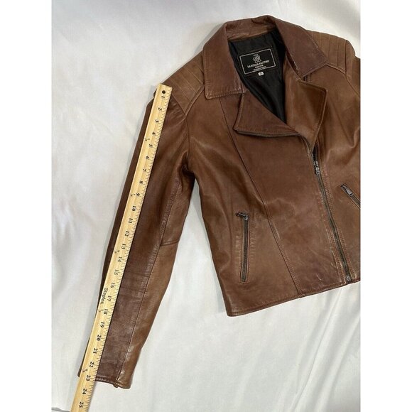 Factory Firenze Soft Italian Leather Women’s Jacket Sz M Zip Front,SleevesPocket - Picture 10 of 12